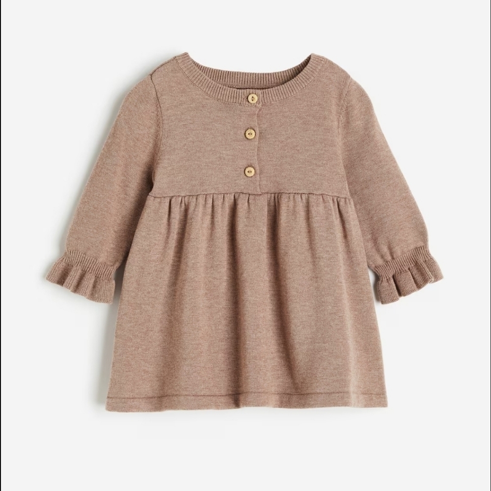 H&M Brown Knit Sweater with Button Accent